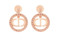 DIOR Metal Faux Crystal Earrings Women's Pink