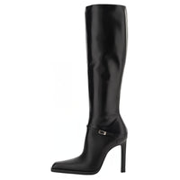 SAINT LAURENT Buckle Detailed Square Toe Boots Women's