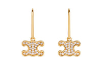 CELINE Triomphe Rhinestone Earrings In Brass With Gold Finish And Crystals