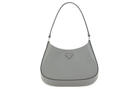 PRADA Cleo Shiny Leather Crescent Bag Handbag Shoulder Bag Women's Gray