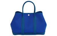 HERMES Garden Party Canvas With Leather Garden Bag Handbag Unisex Blue