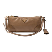 PRADA Re Edition Leather Handbag, Shoulder Bag Small Size Women's Cameo Brown