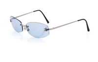 CHANEL Silver-Plated Irregular Shape Sunglasses Women's Gray
