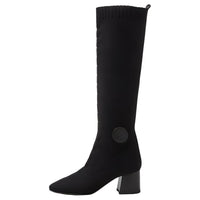 HERMES Knee-high Boots Women's Black