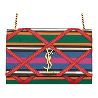 SAINT LAURENT KATE Fabric With Sheepskin Patchwork Shoulder Bag Crossbody Bag Medium Size Women's Multicolor