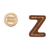 MIU MIU Metal Leather Earrings Women's Gold