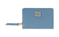 MIU MIU Leather Wallet Small Size Women's Blue