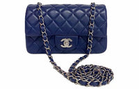 CHANEL Classic Flap CF Lambskin Shoulder Bag Crossbody Bag Mini Women's Marine Blue