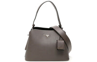 PRADA Leather Handbag Shoulder Bag Women's Smoke Gray