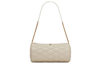 SAINT LAURENT Sheepskin Cylinder Bag Shoulder Bag Handbag Shoulder Bag Small Size Women's White
