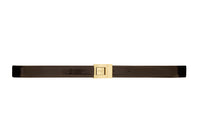 SAINT LAURENT Metal Smooth Buckle Leather Belts Men's Deep Chestnut Width: 2CM