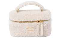 MIU MIU Leather Combo Shearling Portable Crossbody Bag Shoulder Bag Women's Ivory White