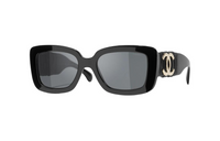 CHANEL Acetate Calfskin Rectangular Sunglasses Women's Black