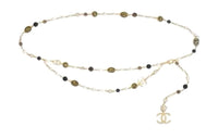 CHANEL Pearl Necklaces Women's Gold