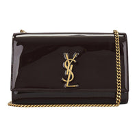 SAINT LAURENT Patent Leather Crossbody Bag, Shoulder Bag Medium Size Women's Black