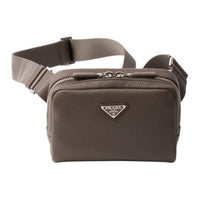 PRADA Leather Crossbody Bag Shoulder Bag Men's Gray Brown