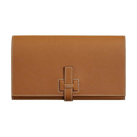 HERMES Epsom Calfskin Wallet Women's 37 Gold Brown