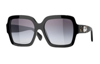 CHANEL Plate Frame Square Sunglasses Women's Black