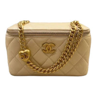 CHANEL Lambskin Shoulder Bag Women's Ecru