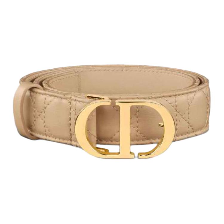 DIOR Calfskin Leather Belts Women's Brown Width: 3CM