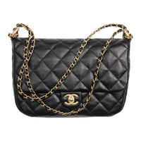 CHANEL Bright Calfskin Handbag, Shoulder Bag Women's Black
