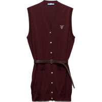 PRADA SS24 Sleeveless Dress Women's Burgundy