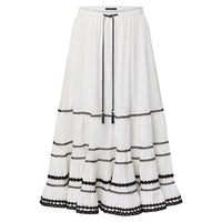 LOUIS VUITTON Lace Trim Tiered Maxi Skirt