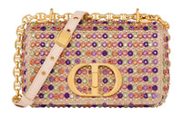 DIOR Caro Embroidery Shoulder Bag Crossbody Bag Small Size Women's Gold/Multicolor