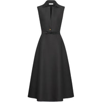 DIOR Belted Mid Length Dress Sleeveless Dress Women's Black