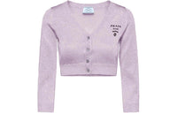 PRADA Cropped Lurex Cardigan Sweater Lilac