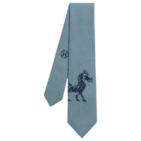 HERMES Mulberry Silk Ties Men's Blue