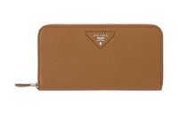 PRADA Leather Wallet Large Size Women's Caramel