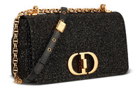 DIOR Caro Cow Leather Handbag Shoulder Bag Crossbody Bag Medium Size Women's Black
