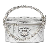 CHANEL Lambskin Shoulder Bag Crossbody Bag Handbag Women's Silver