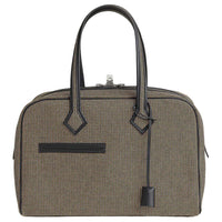 HERMES Viking Quadrille Canvas With Swift Calfskin Handbag Women's Brown