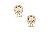 CHANEL Metal Stud Earrings Women's Gold