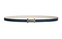 HERMES Comfortable Navy Buckle Epsom Calfskin Double-Sided Leather Belt Women's Navy/Chalk White Width: 1.3cm