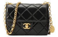 CHANEL Lambskin Flap Bag, Shoulder Bag, Crossbody Bag Mini Women's Black