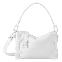 LOUIS VUITTON Cow Leather Soft Box Shoulder Bag, Crossbody Bag, Handbag Small Size Women's White