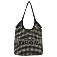 MIU MIU Yarn With Linen Handbag Women's Black