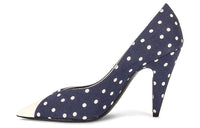 SAINT LAURENT Cone Heel High Heels 9cm Women's Blue White