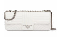 PRADA Diagramme Leather Shoulder Bag, Crossbody Bag, Handbag White