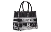 DIOR Embroidery Tote Bag, Shopping Bag, Handbag Medium Size Women's Black & White