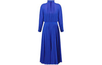 LOUIS VUITTON Georgette Midi Dress Long-Sleeved Dresses Women's Blue
