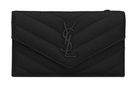 SAINT LAURENT CASSANDREMonogram Leather, Cow Leather Coin Purse, Card Holder Women's Black