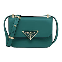 PRADA Leather Crossbody Bag Shoulder Bag Women's Emerald Green