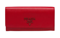 PRADA Saffiano Leather Wallet Women's Red