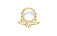 DIOR 18K Gold Diamond Mother Of Pearl Stud Earrings Unisex Gold