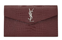 SAINT LAURENT UPTOWN Cow Leather Clutch Small Size Women's Deep Red
