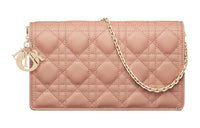 DIOR Lady Dior Lambskin One Shoulder Crossbody Clutches Women's Pink